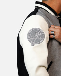 Pro Standard New York Yankees Reverse French Terry Wool Varsity Jacket Black/Grey