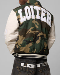 Loiter Star Child Varsity Jacket Woodland Camo