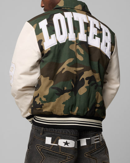 Loiter Star Child Varsity Jacket Woodland Camo