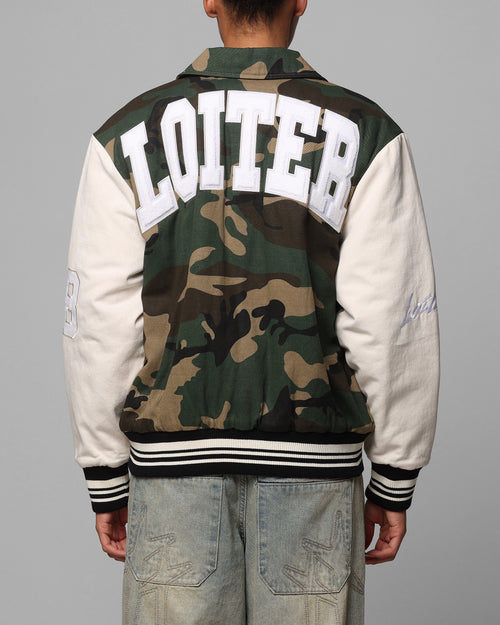 Loiter Star Child Varsity Jacket Woodland Camo