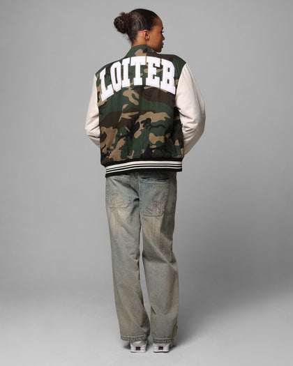 Loiter Star Child Varsity Jacket Woodland Camo