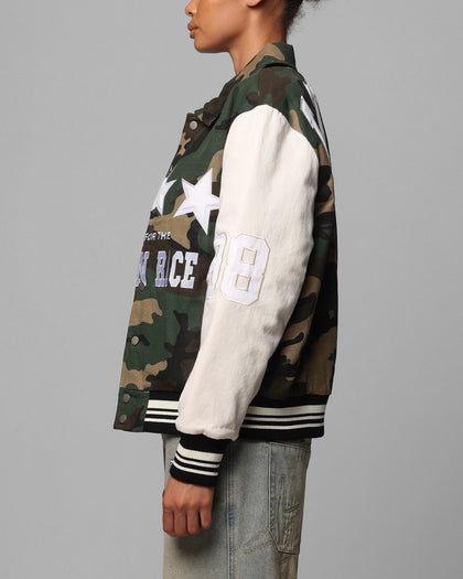 Loiter Star Child Varsity Jacket Woodland Camo