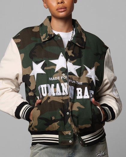 Loiter Star Child Varsity Jacket Woodland Camo