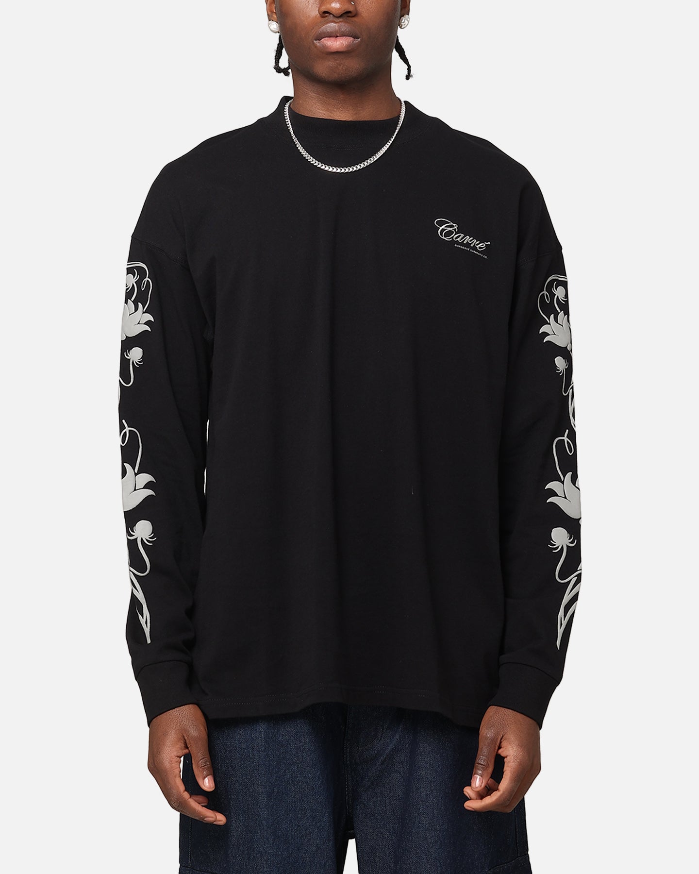 Carre Floral Oversized Long Sleeve T-Shirt Black | Culture Kings