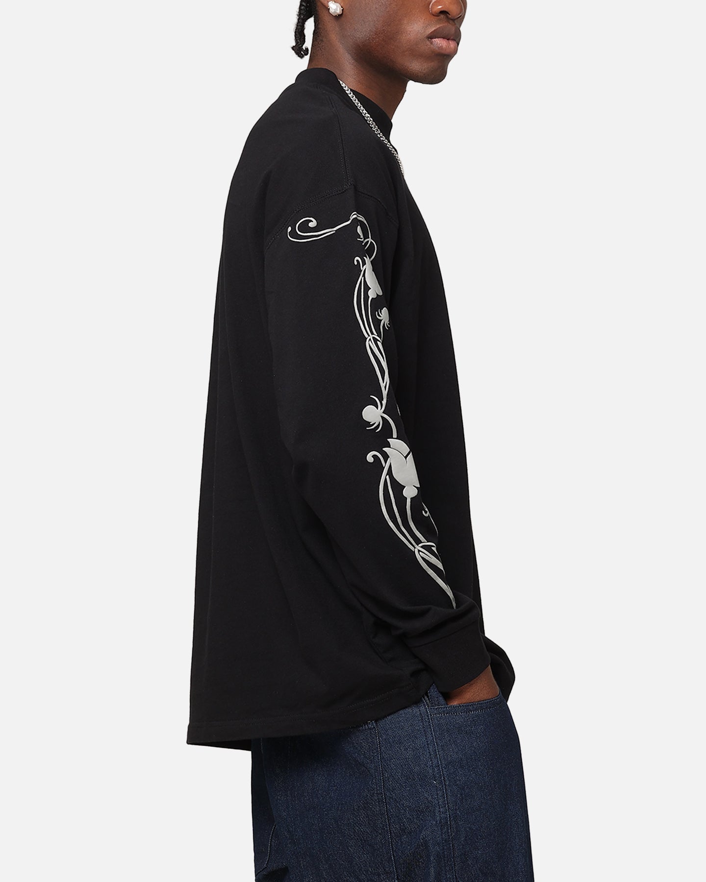 Carre Floral Oversized Long Sleeve T-Shirt Black | Culture Kings