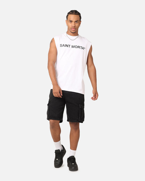Saint Morta Official Oversized Muscle T-Shirt White/Black