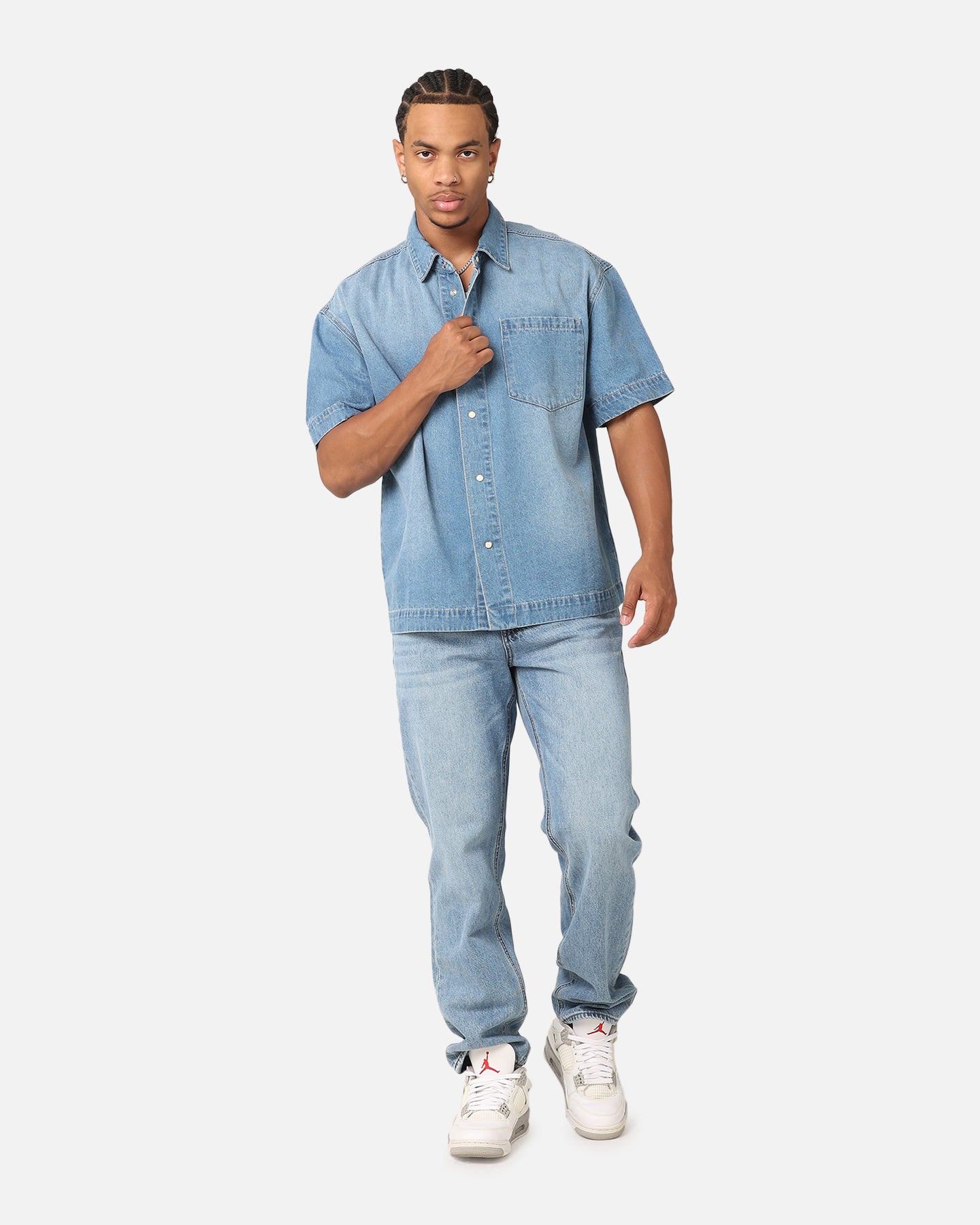 Saint Morta Boxy Denim Shirt Light Blue Denim | Culture Kings