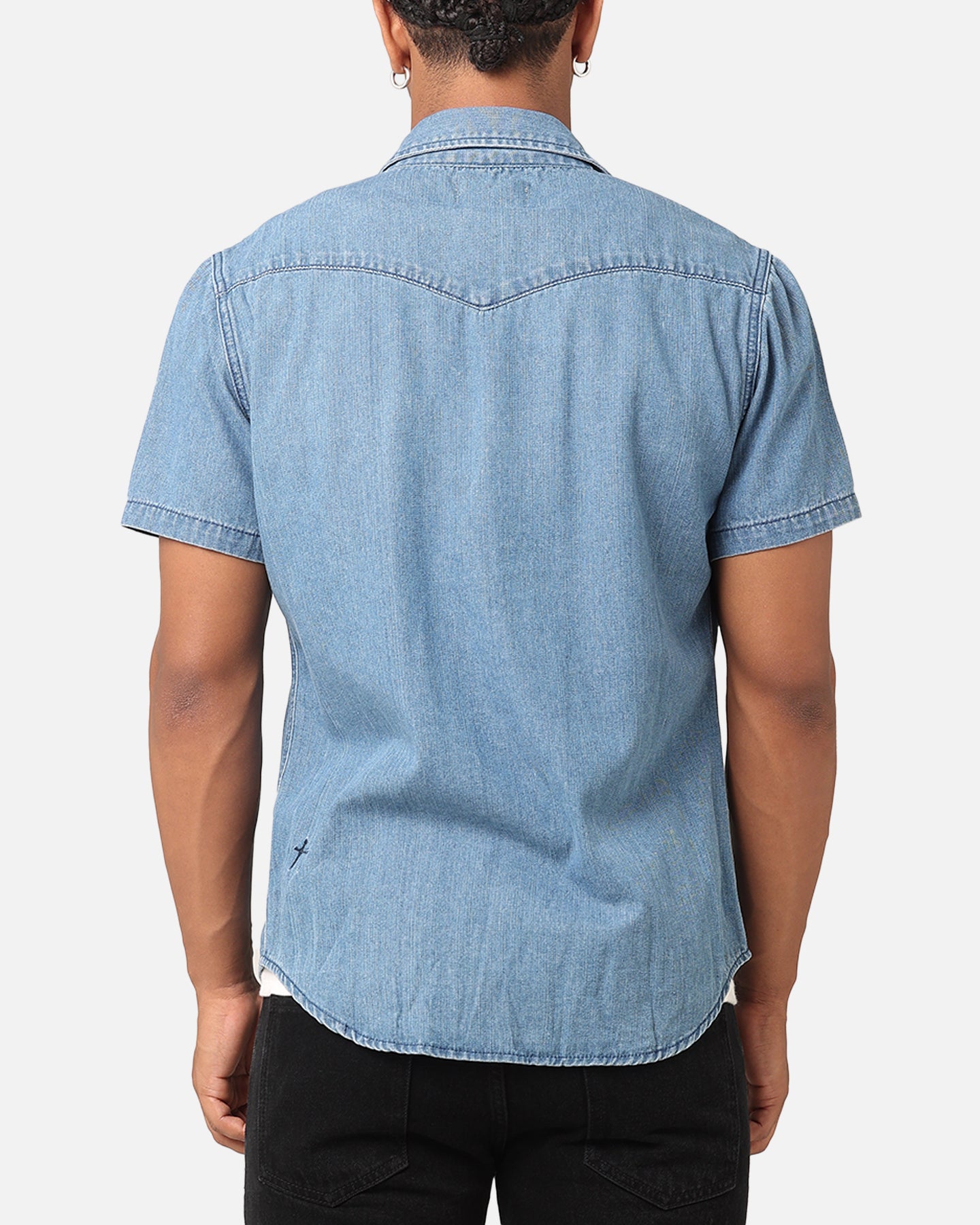 Saint Morta Texan Denim Button Up Shirt Mid Blue Denim | Culture Kings