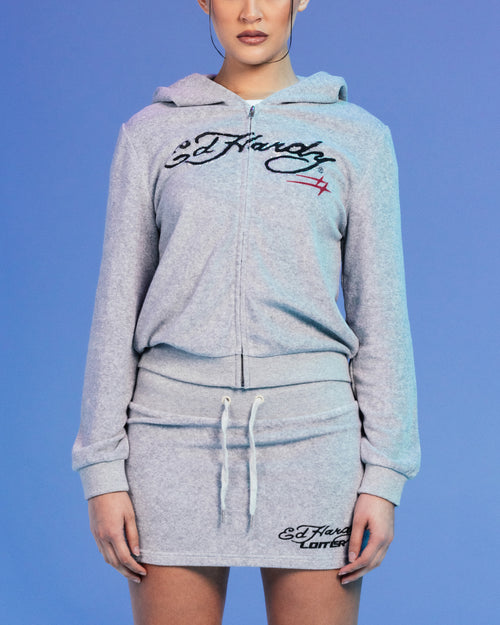 Ed Hardy By Loiter Women's Longue Hoodie Light Grey Marle