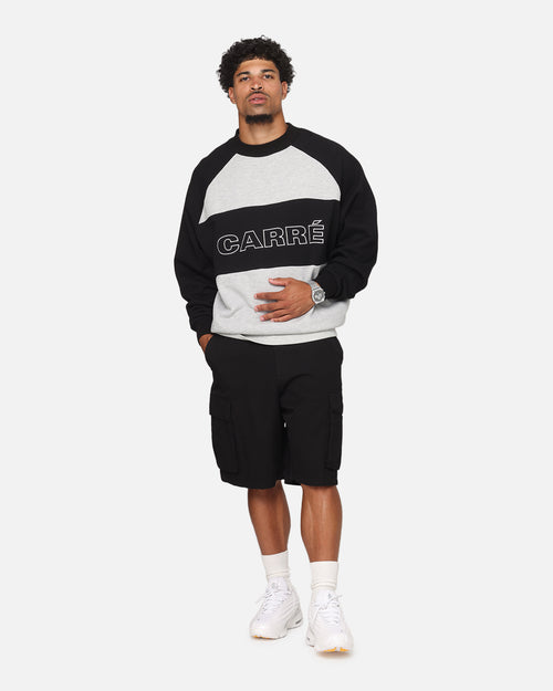 Carre Panel Raglan Crewneck Black/Grey Marle