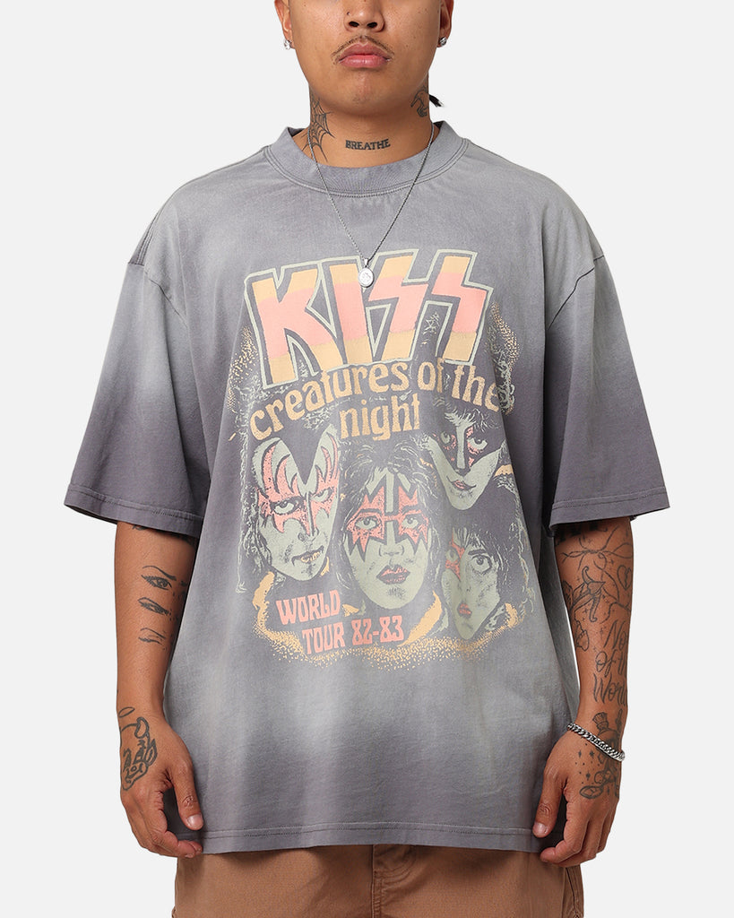 KISS Band T-Shirt - Stars And Stripes Logo, Men's Grey Official Tee, Size XL