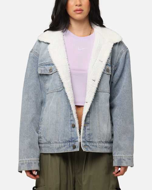 Saint Morta Sherpa Boxy Denim Jacket Superwash Blue