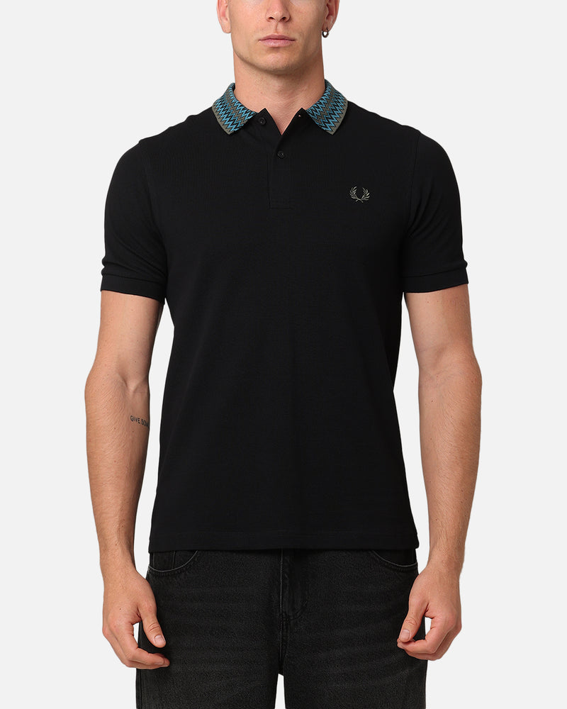 Buy Fred Perry Jacquard Polo Shirt Black with crypto