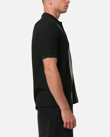 Fred Perry Panelled Button Through Polo Shirt Green