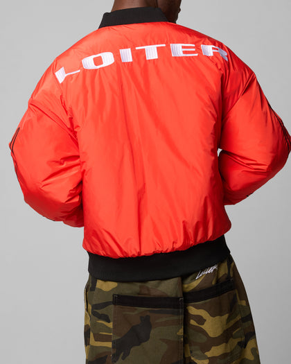 Loiter Cyber Reversible Bomber Jacket Red/Green