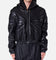 MNML Leather Web Cropped Zip Up Hoodie Black