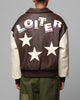 Loiter Solar Vegan Leather Varsity Jacket Brown/Beige