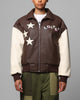 Loiter Solar Vegan Leather Varsity Jacket Brown/Beige