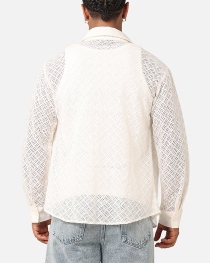 XXIII Lattice Long Sleeve Button Up Shirt Cream