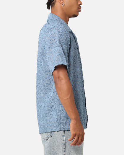 XXIII Sheer Daisy Button Up Shirt Floral Blue