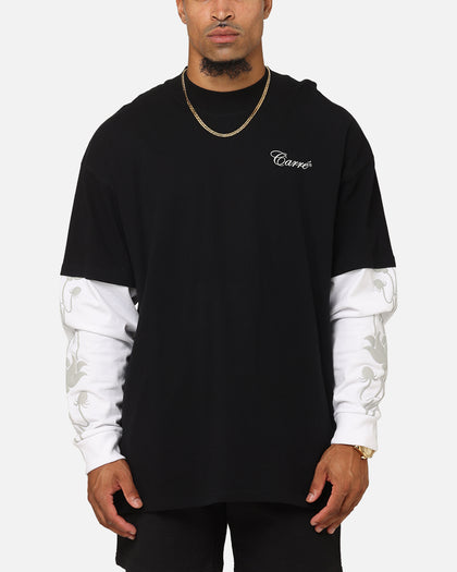 Carre Rosebowl Layered Long Sleeve T-Shirt Black/White