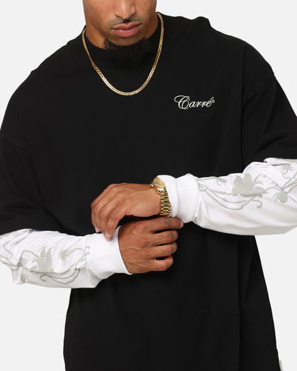 Carre Rosebowl Layered Long Sleeve T-Shirt Black/White