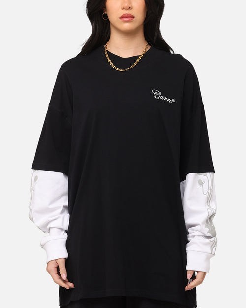 Carre Rosebowl Layered Long Sleeve T-Shirt Black/White