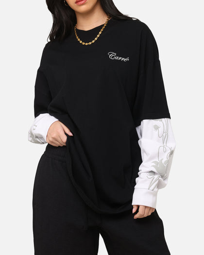 Carre Rosebowl Layered Long Sleeve T-Shirt Black/White