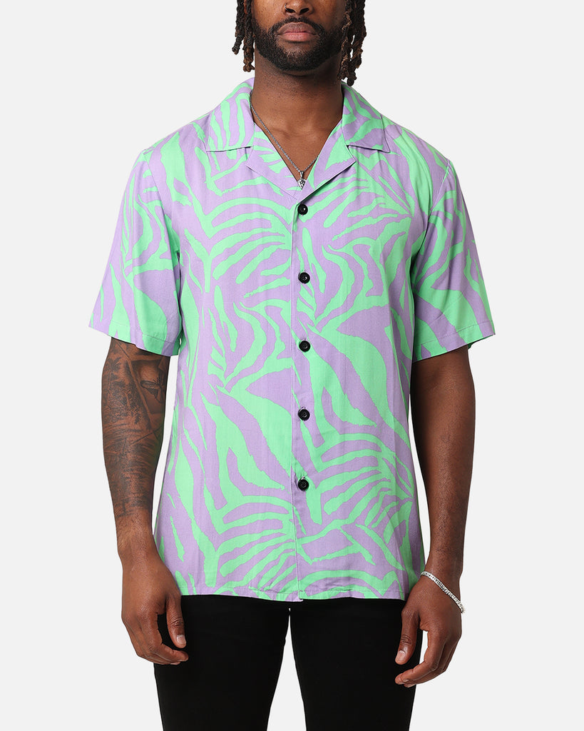 XXIII Raver Button Up Shirt Green/Purple | Culture Kings