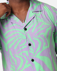 XXIII Raver Button Up Shirt Green/Purple
