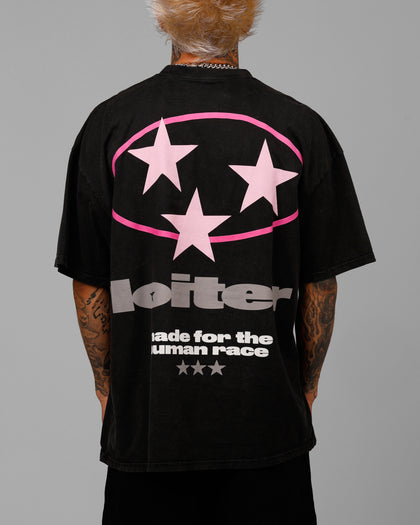 Loiter Star Child T-Shirt Black Acidwash