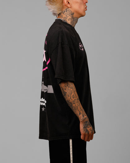 Loiter Star Child T-Shirt Black Acidwash