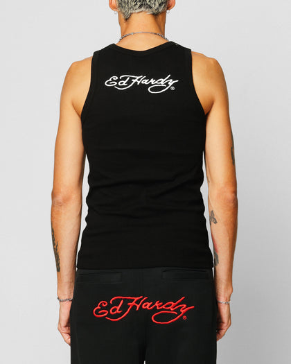 Ed Hardy Dragon Ribbed Muscle Singlet Black