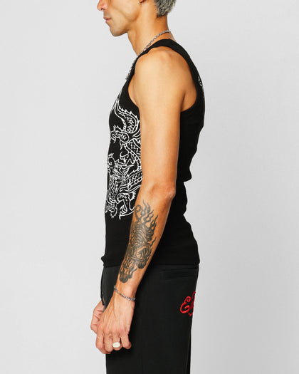 Ed Hardy Dragon Ribbed Muscle Singlet Black