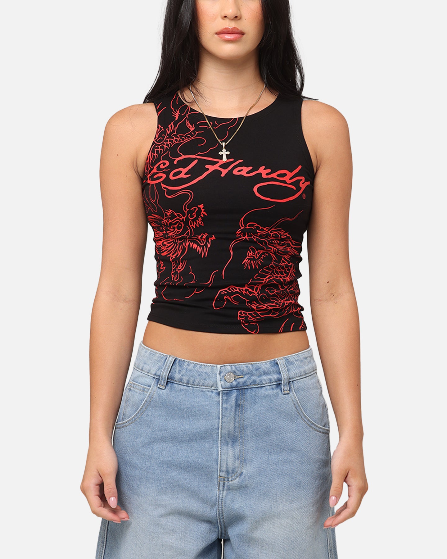 Ed Hardy Women's Dragon Tank Black/Red | Culture Kings
