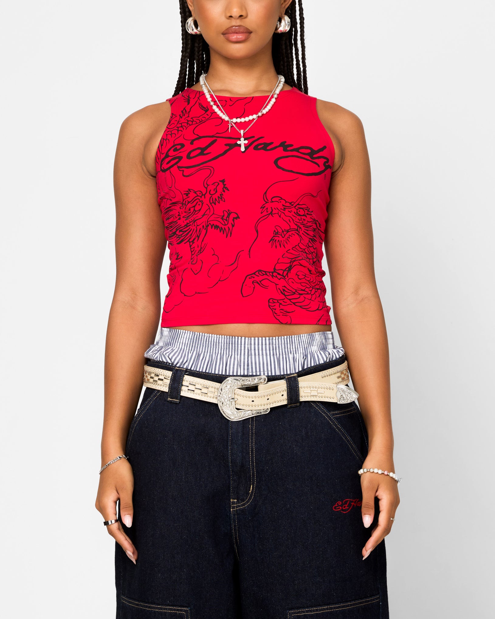 Ed Hardy Women's Dragon Tank Red | Culture Kings