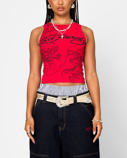 Ed Hardy Women's Dragon Tank Red