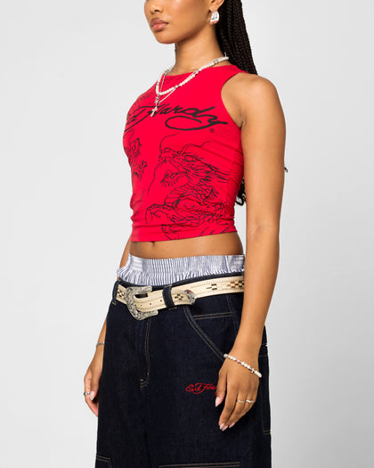 Ed Hardy Women's Dragon Tank Red