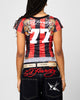 Ed Hardy Women's Football Baby T-Shirt Black/Red