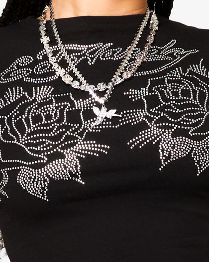 Ed Hardy Women's Rose Baby T-Shirt Black