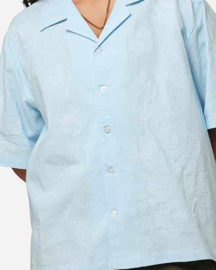Carre Posy Button Up Shirt Light Blue/White