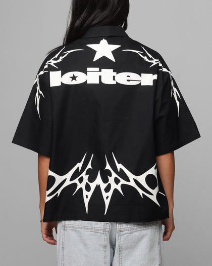 Loiter Cyber Zip Up Short Sleeve Shirt Black