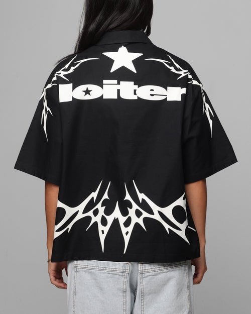 Loiter Cyber Zip Up Short Sleeve Shirt Black