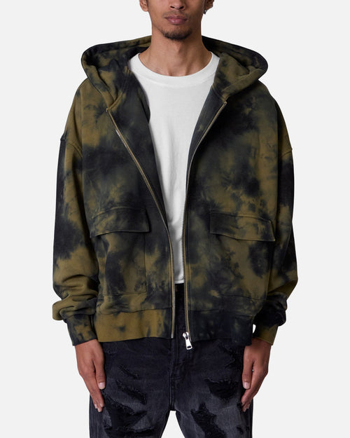 MNML Crumple Tie Dye Hodie Olive
