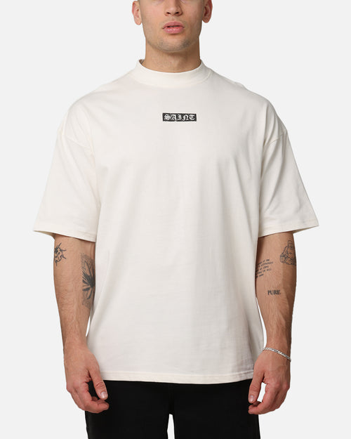 Saint Morta Pray For Me Mock Neck T-Shirt Off White