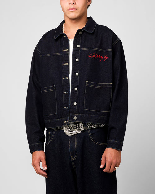 Ed Hardy Coach Denim Jacket Raw Indigo