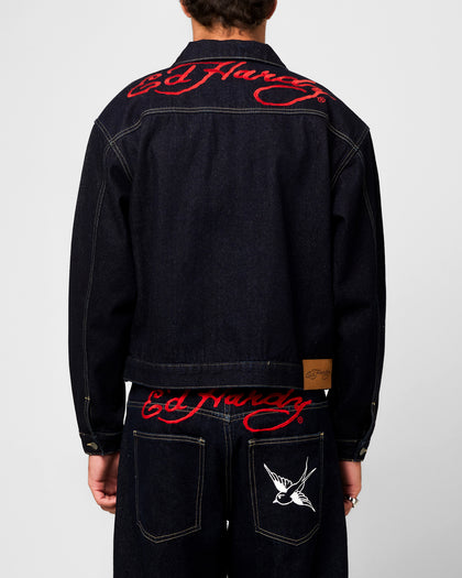 Ed Hardy Coach Denim Jacket Raw Indigo