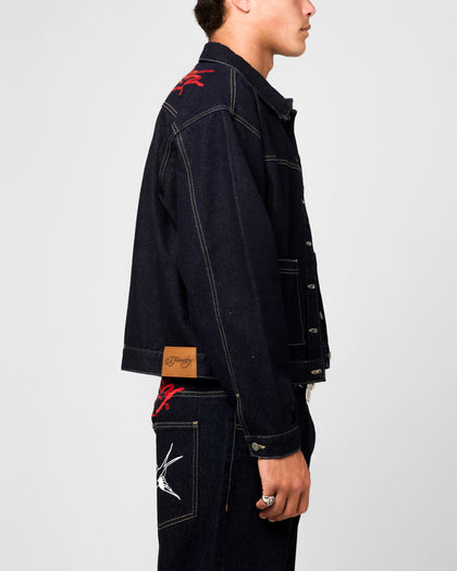 Ed Hardy Coach Denim Jacket Raw Indigo