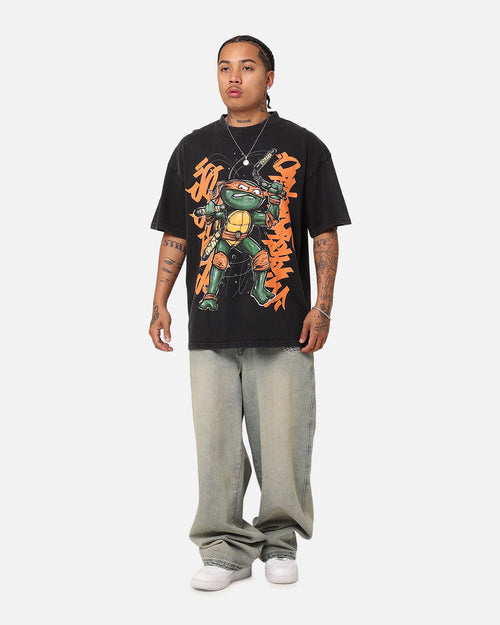 Goat Crew X Teenage Mutant Ninja Turtles Michelangelo X Sofles Vintage T-Shirt Black Acidwash