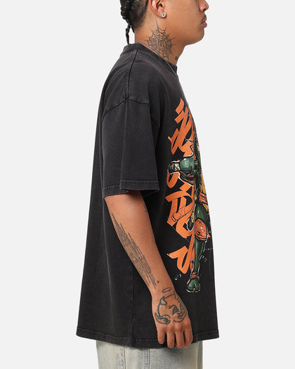 Goat Crew X Teenage Mutant Ninja Turtles Michelangelo X Sofles Vintage T-Shirt Black Acidwash